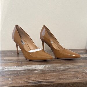 Steve Madden Tan Platform Pumps with Pointed Toe and High Stiletto Heel
